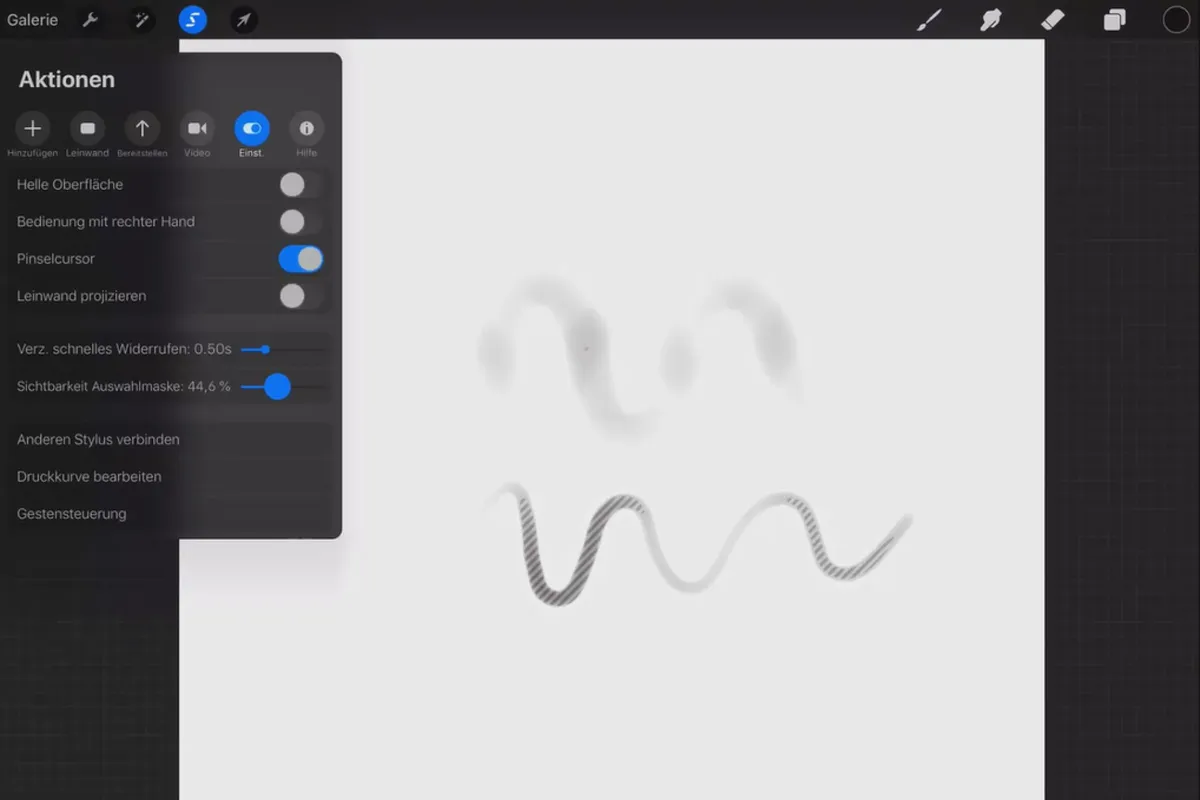 Tutorial Procreate - Fundații pentru desen digital pe iPad: 1.6 | Meniul Acțiuni