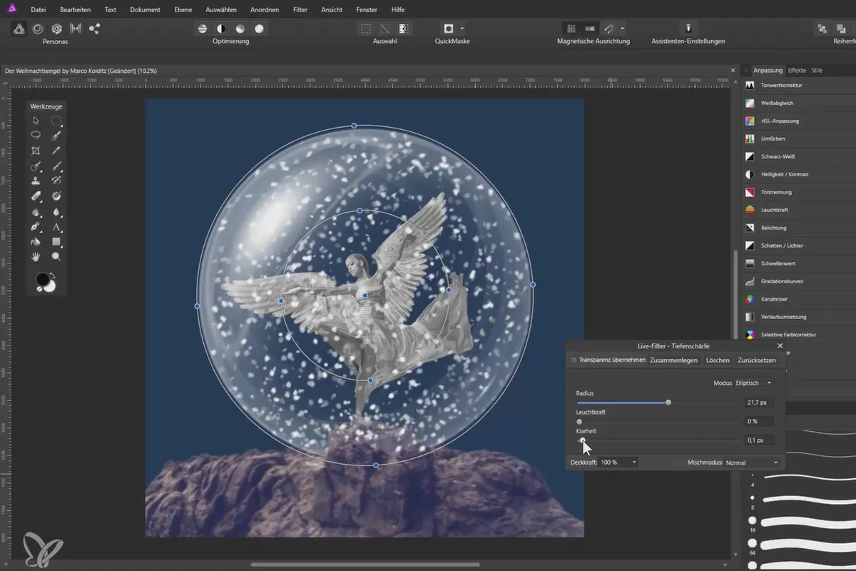 Compositings in Affinity Photo: Weihnachtsengel – 7 Schnee erstellen