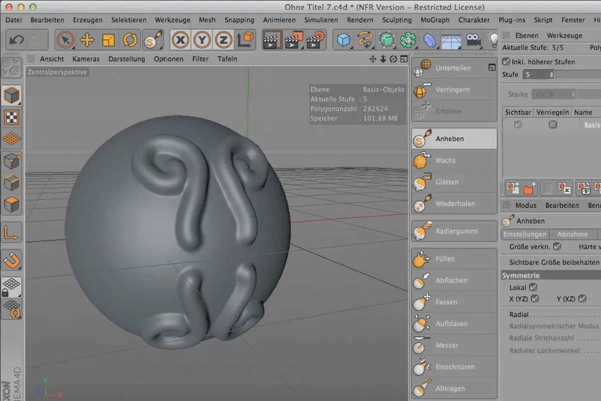 Sculpting in CINEMA 4D - Grundlagen: Teil 07 - Symmetrie