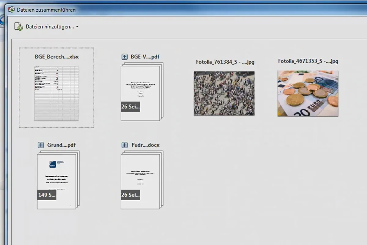Dateien zusammenführen mit Acrobat