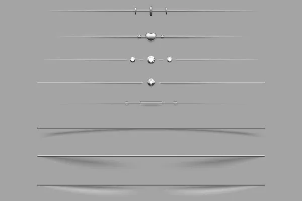 Linii de final și separare ilustrative de calitate vectorială: Cu umbră și elemente de ornament