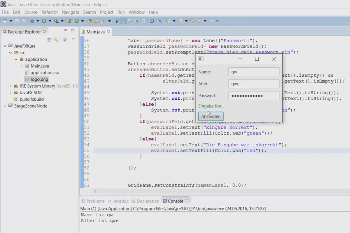 JavaFX für GUI-Entwicklung – 09 PasswordField