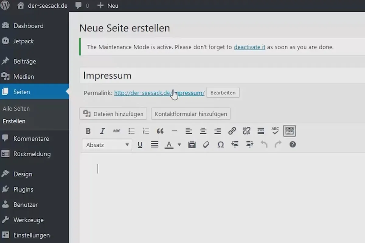 WordPress verstehen und einsetzen: 1.9 Das Impressum