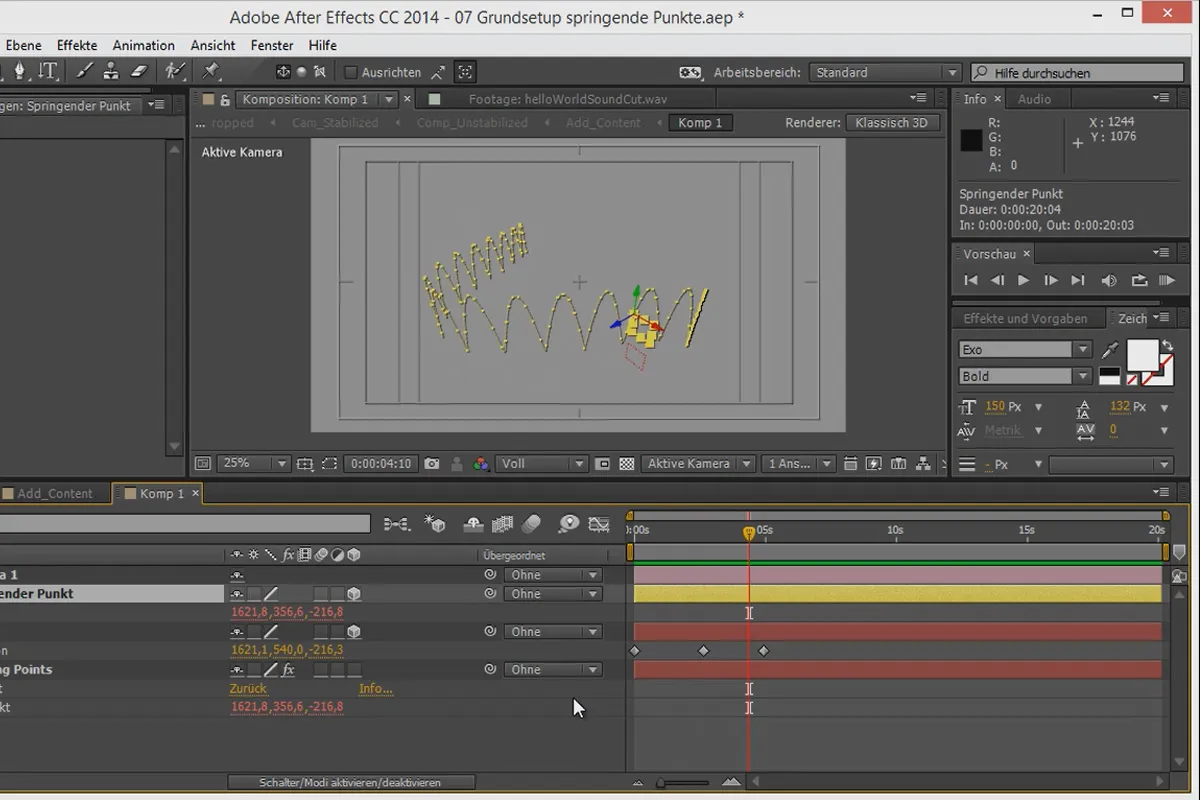 3D-Projekte in After Effects: Grundsetup der springenden Punkte - Teil 1