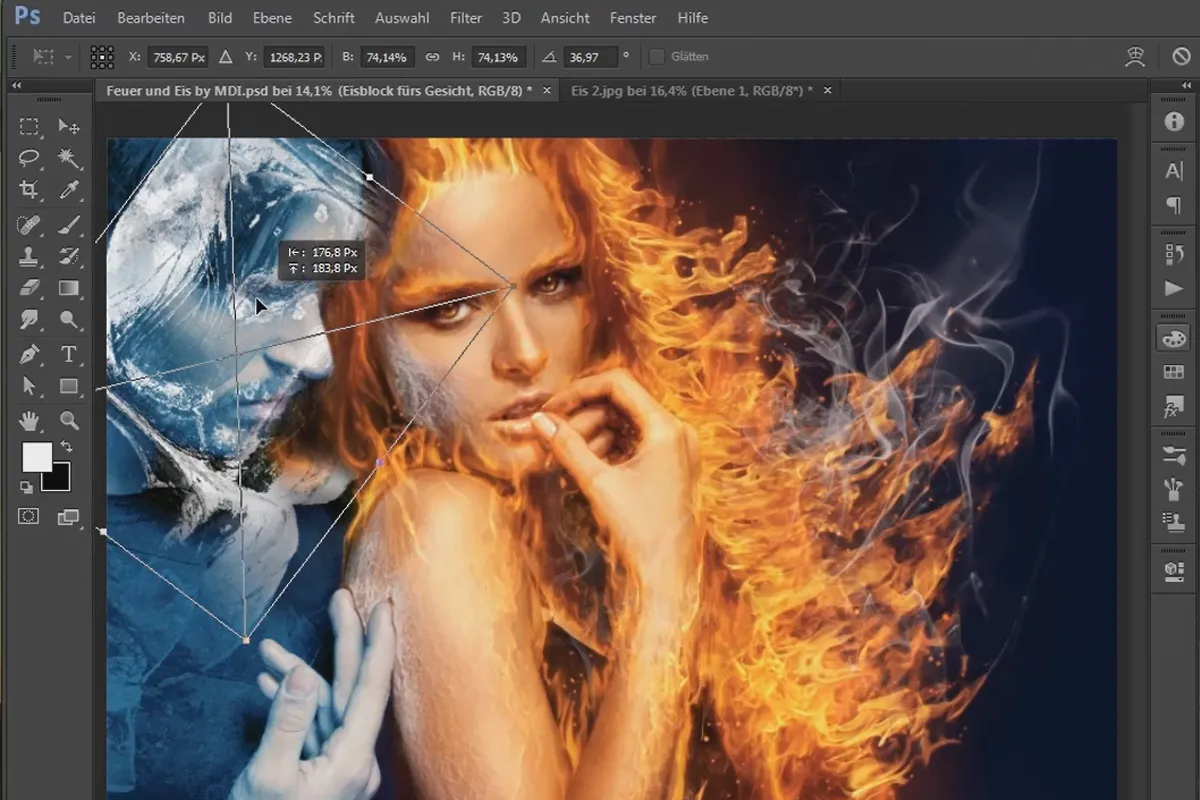 Photoshop-Composing - Feuer und Eis - Teil 10: Weitere Optimierung des frostigen Looks