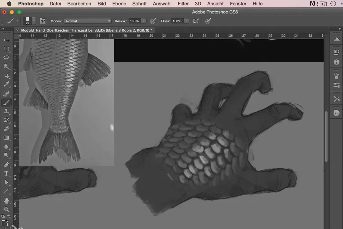 Character-Painting in Photoshop - Modul 3.2 Tierische Oberflächen - Schuppen