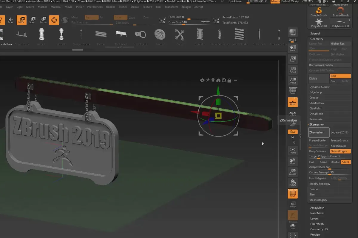 ZBrush 2019 - Video-training pentru actualizare: 9.1 | Mini-proiect: Plăcuță de ușă - Modelare