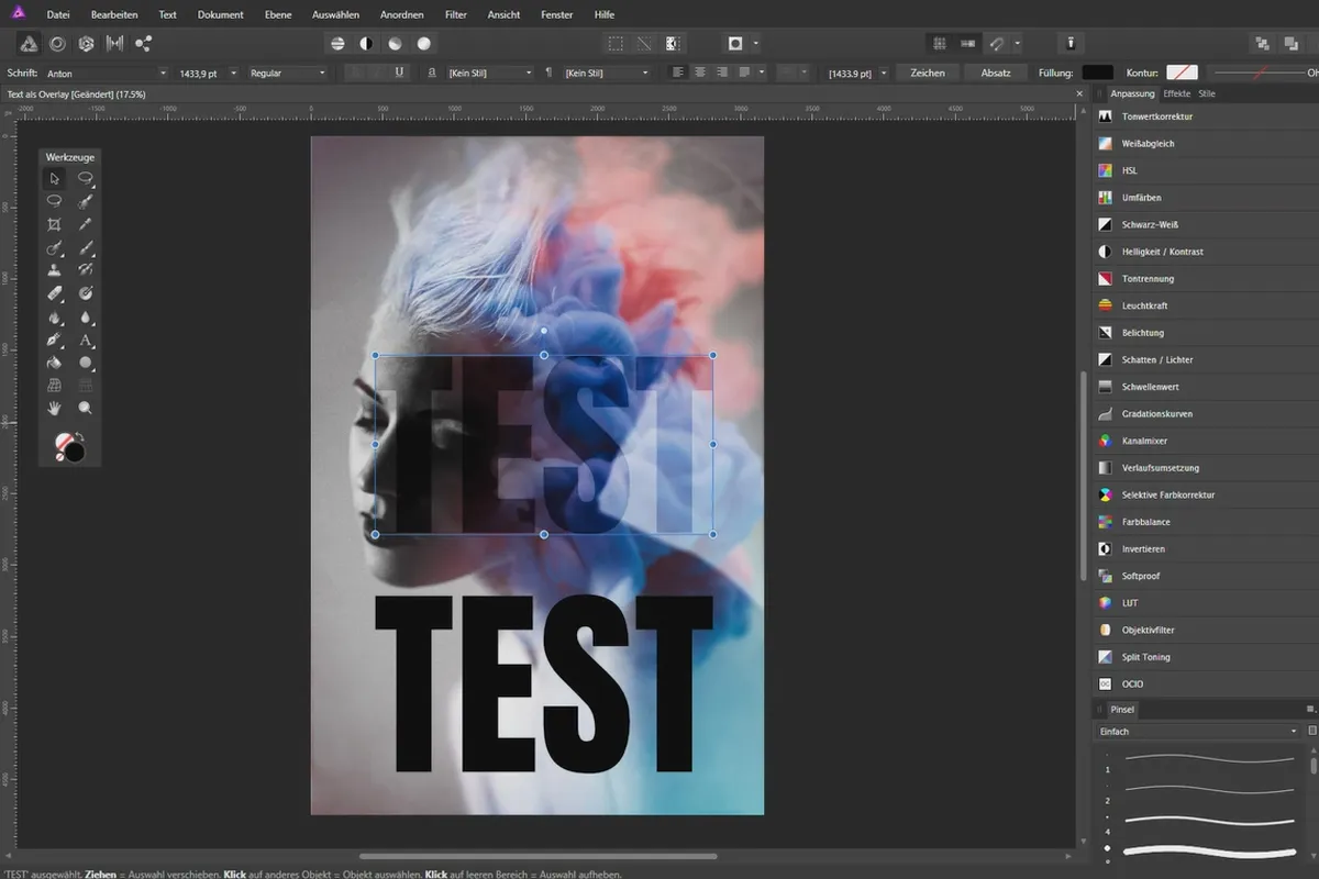 Affinity Photo – kreative Bildbearbeitung mit Overlays: 10 | Text als Overlay