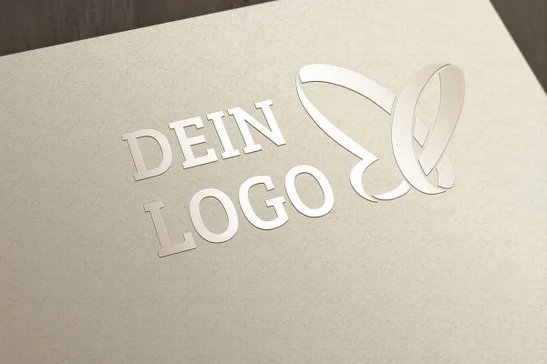 Photoshop-Mockup-Vorlage für Logos: Glanz, erhaben auf Papier