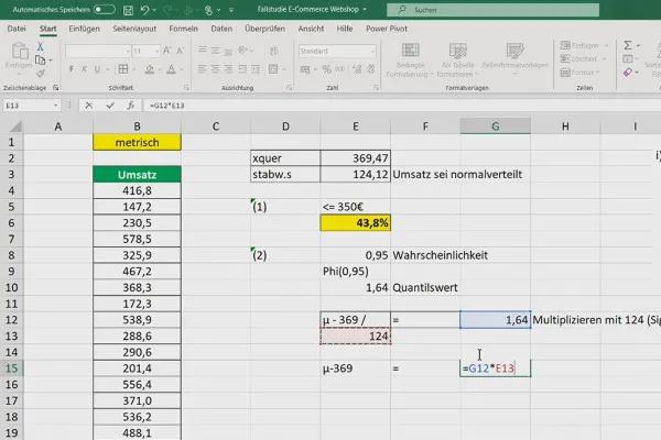 Statistik in Excel am Fallbeispiel einer Umfrage: 3.2 Normalverteilungsfunktion Wahrscheinlichkeitstheorie