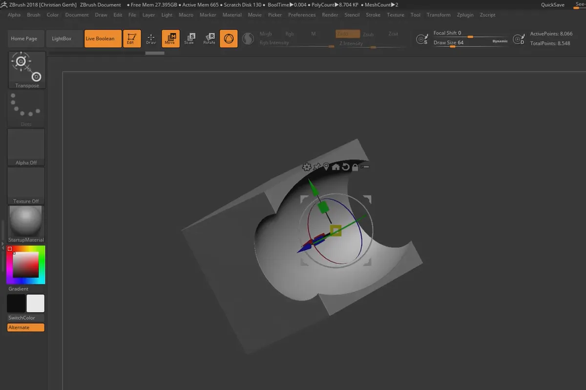 ZBrush 2018 und 4R8 – Video-Training zu den Updates: 7.1 Live Boolean: Prozess