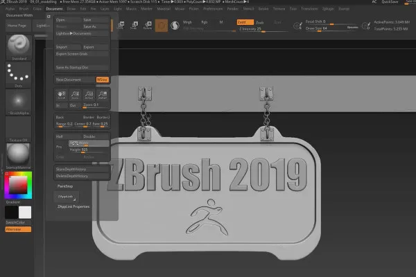 ZBrush 2019 - Video-Training pentru actualizare: 9.2 | Miniproiect: Plăcuță pentru ușă - Renderează