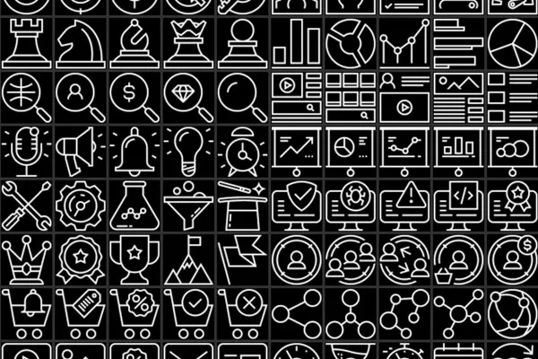 100 Web-Icons für Marketing & SEO als Photoshop-Formen