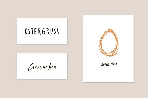 Frühlingsfrische Handlettering-Vorlagen für Ostern: 12 | "Ostergruss", "Eiersuchen", "love you"