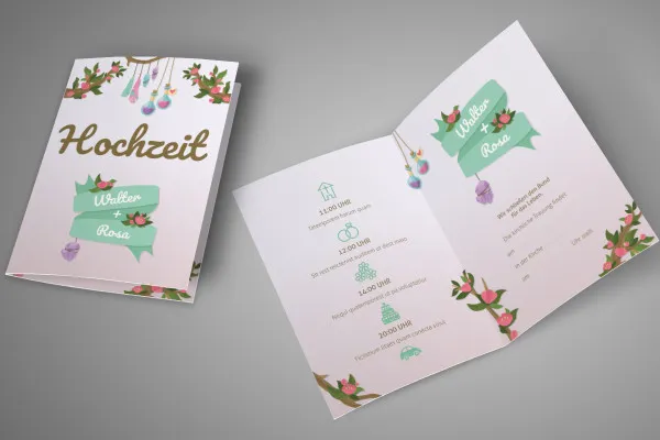 Druckfähige Vorlage für Hochzeitseinladung - Version 11