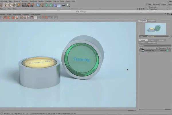 Shader und Texturen - Materialerstellung in CINEMA 4D: Druckknopf