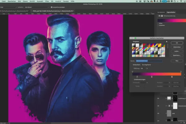 A crea un afiș de film în stilul serialului Preacher - Ședință foto și tutorial Photoshop: 13 Iluminare colorată în dungi.