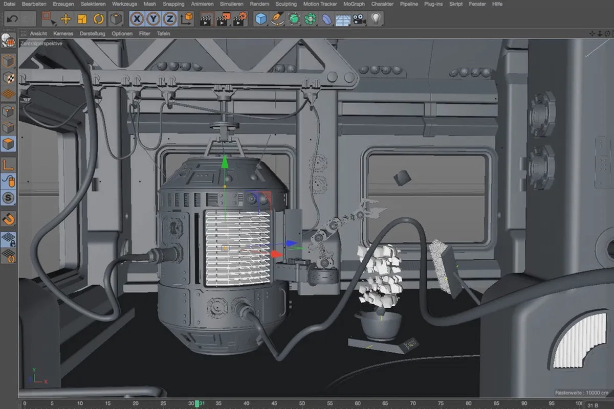 Practică în Cinema 4D - Modelarea și iluminarea unei stații spațiale: Principiul celor 13 niveluri.