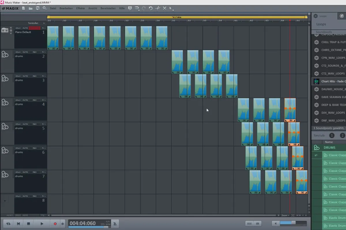 Crearea propriei muzici cu Magix Music Maker: 13 | Crearea unui beat crescător propriu