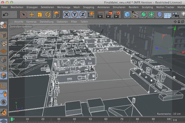 Cinema 4D meets Photoshop: I - 2.05. Szene modellieren: Mehr Unterteilung für mehr Greebles