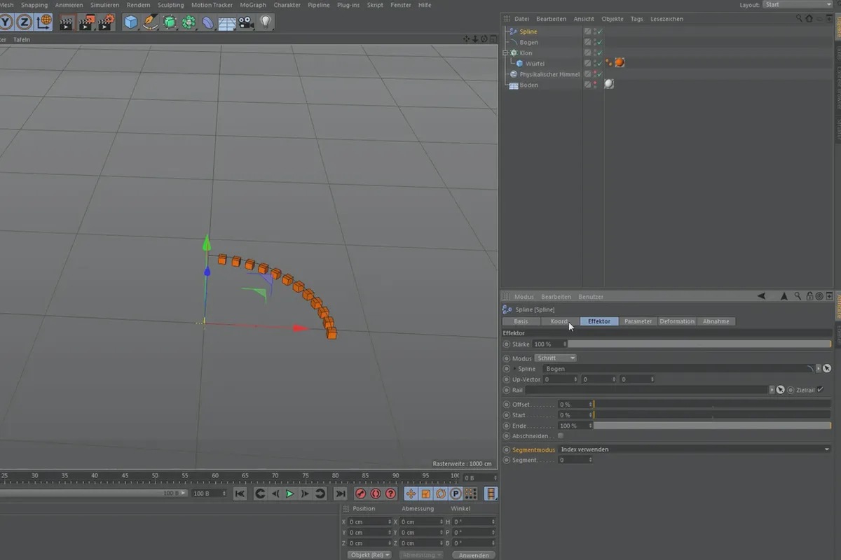 Cinema 4D MoGraph pentru începători - 2.10 Efectori: Spline