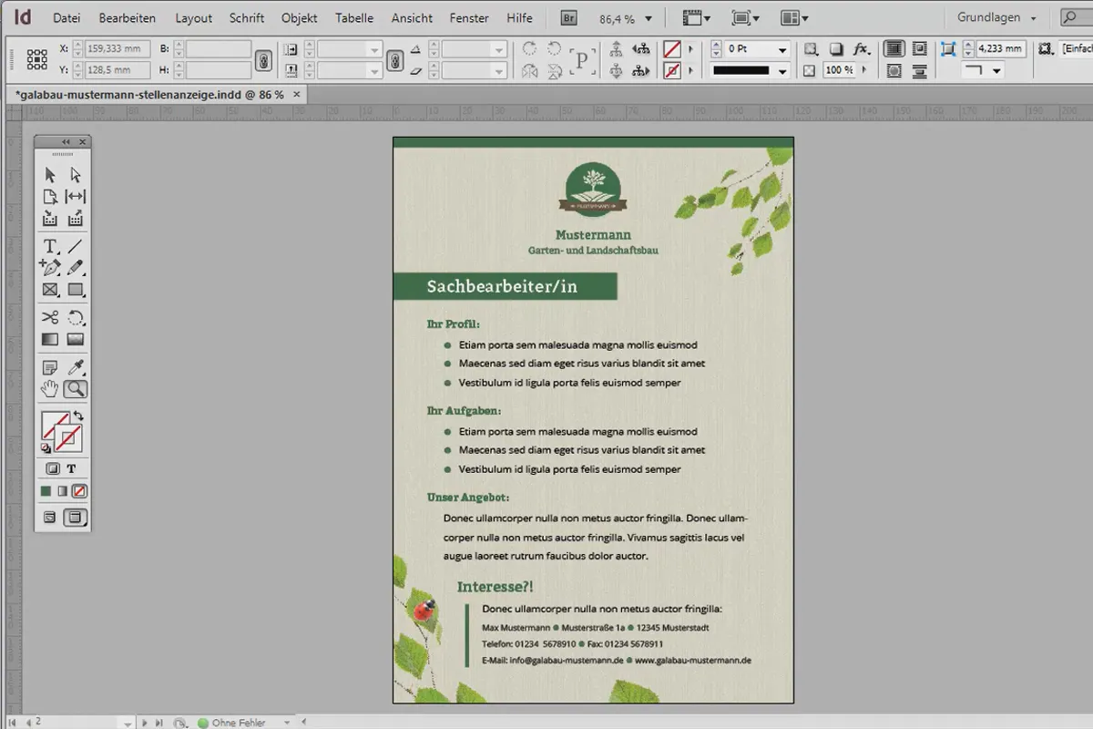 Stellenanzeige in Adobe InDesign gestalten