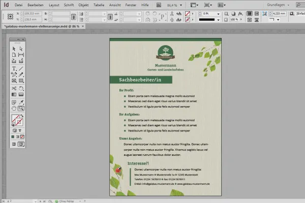 Stellenanzeige in Adobe InDesign gestalten