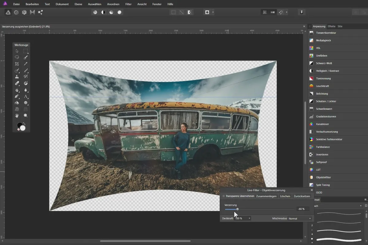 Îmbunătățirea fotografiilor în Affinity Photo: 14 | Corectare distorsiuni