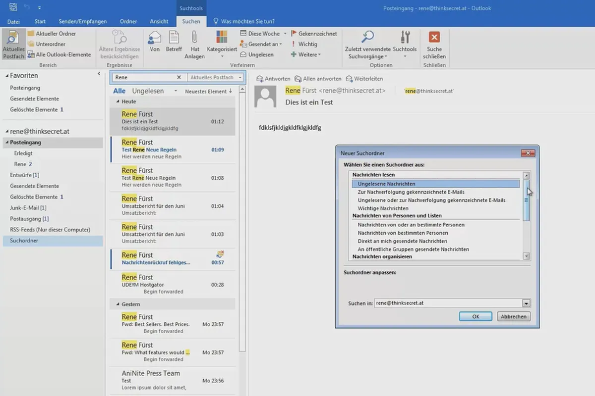 Besser in Outlook: Werde zum Office-Helden – 15 Erstellen und Löschen eines Suchordners