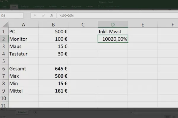 Bazele Excel - Introducere pentru începători: Calcularea procentelor