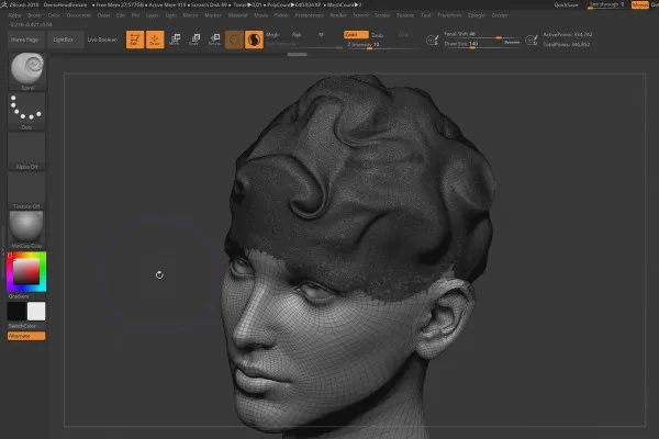 ZBrush 2018 und 4R8 – Video-Training zu den Updates: 8.2 Sculptris Pro: Pinsel