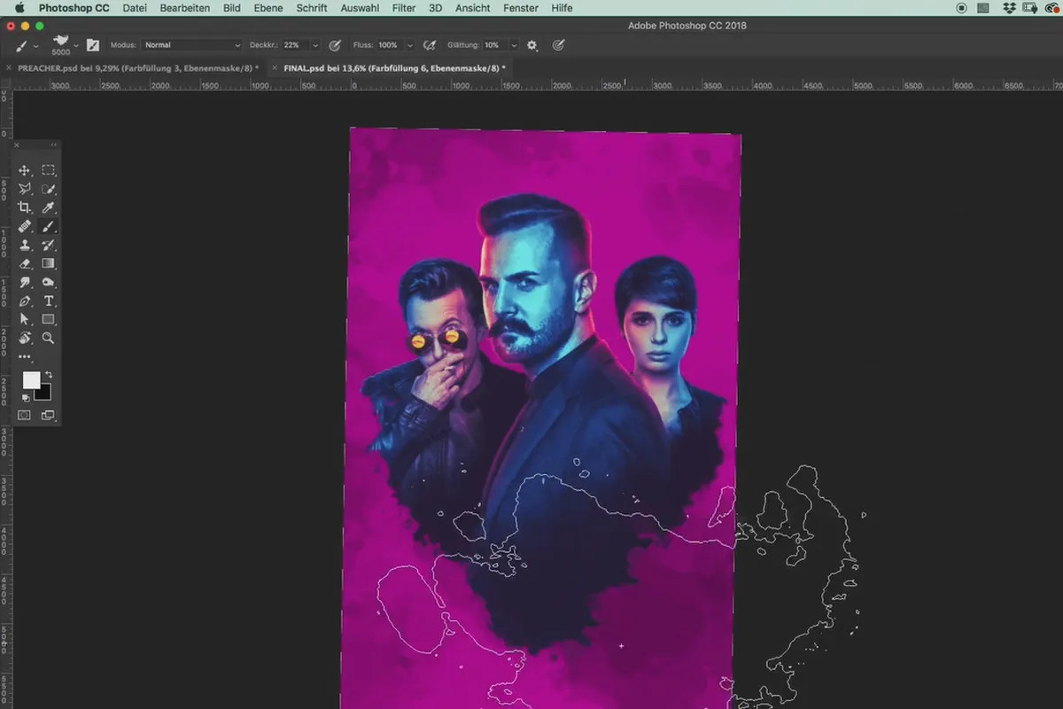 A crea un poster de film în stilul serialului "Preacher" - Ședință foto și tutorial de Photoshop: 15 | Fundal: Finisare de calitate