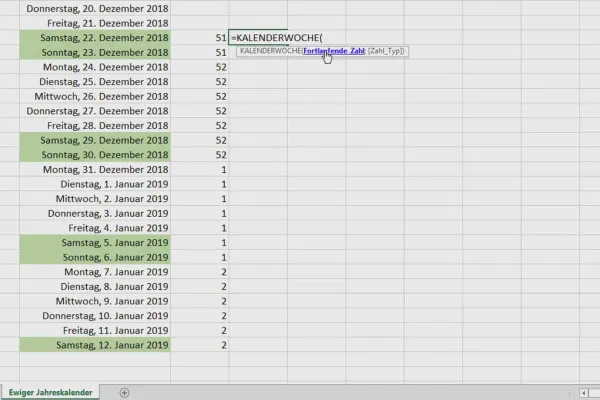 Instruire Excel pentru o eficiență sporită la birou: calendar, organigramă ș.a. - 3.4 Lucrul cu săptămânile de calendar.