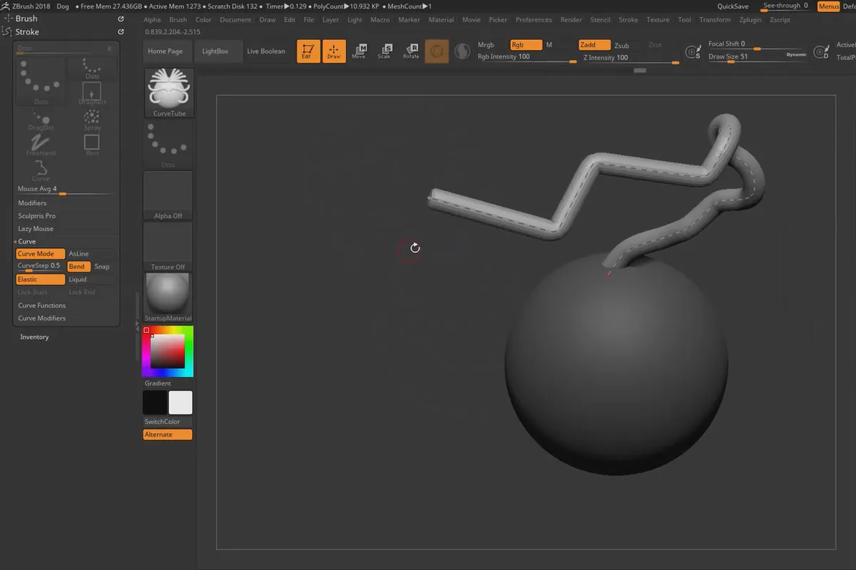 ZBrush 2018 und 4R8 – Video-Training zu den Updates: 9 Curve Brush