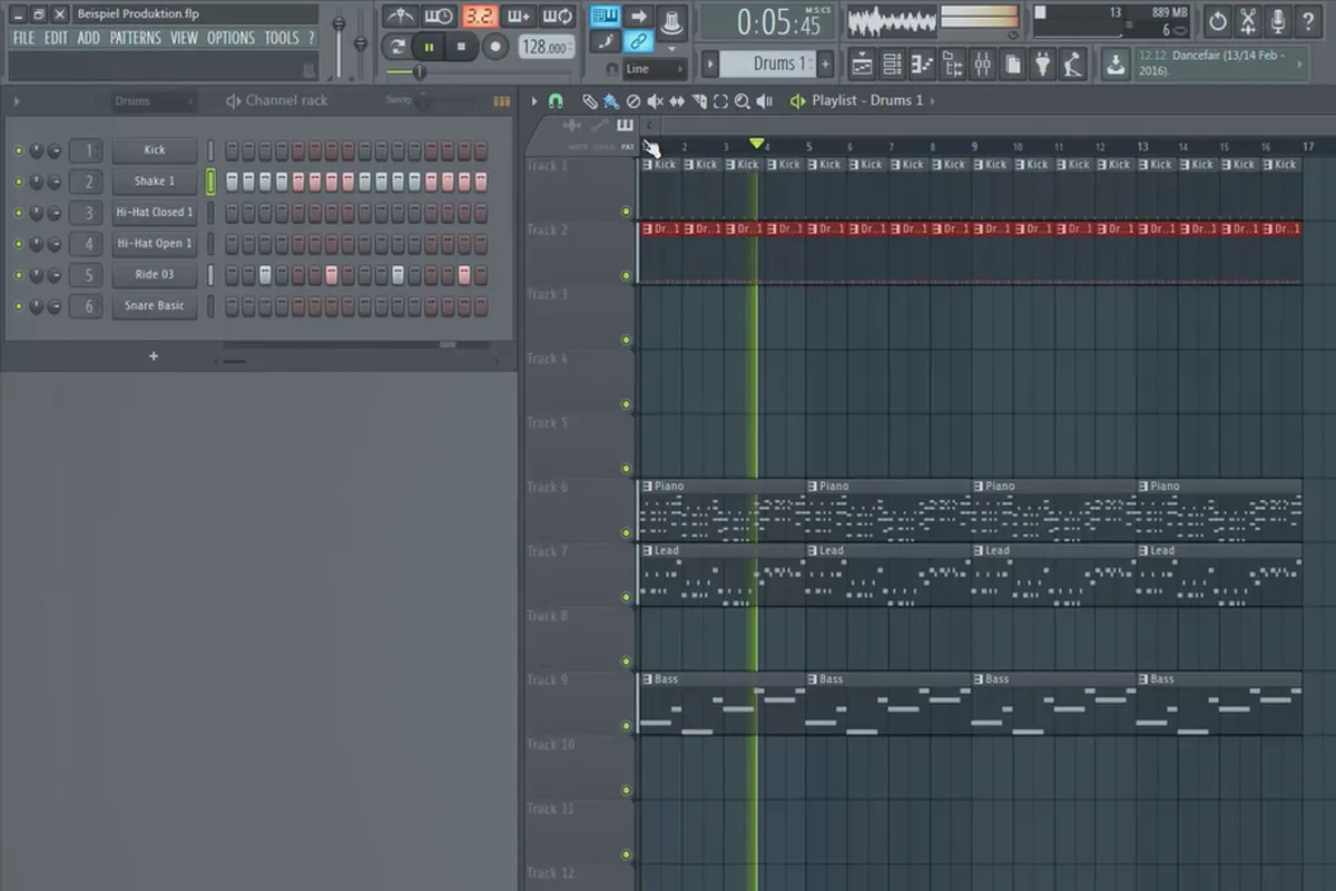 Digitale Musikproduktion mit FL Studio – 5.3 Beispielproduktion: Einfügen weiterer Spuren und Instrumente Teil 1