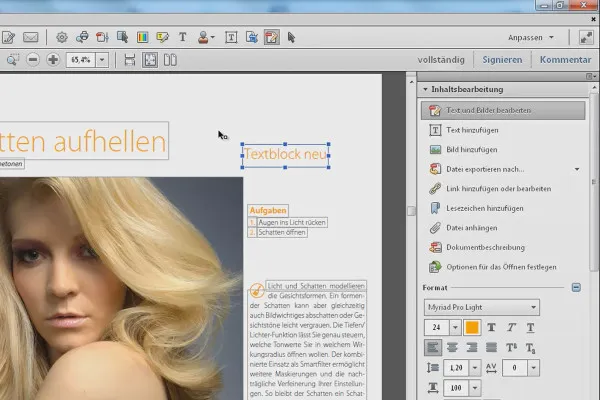 Texte und Objekte bearbeiten mit Acrobat