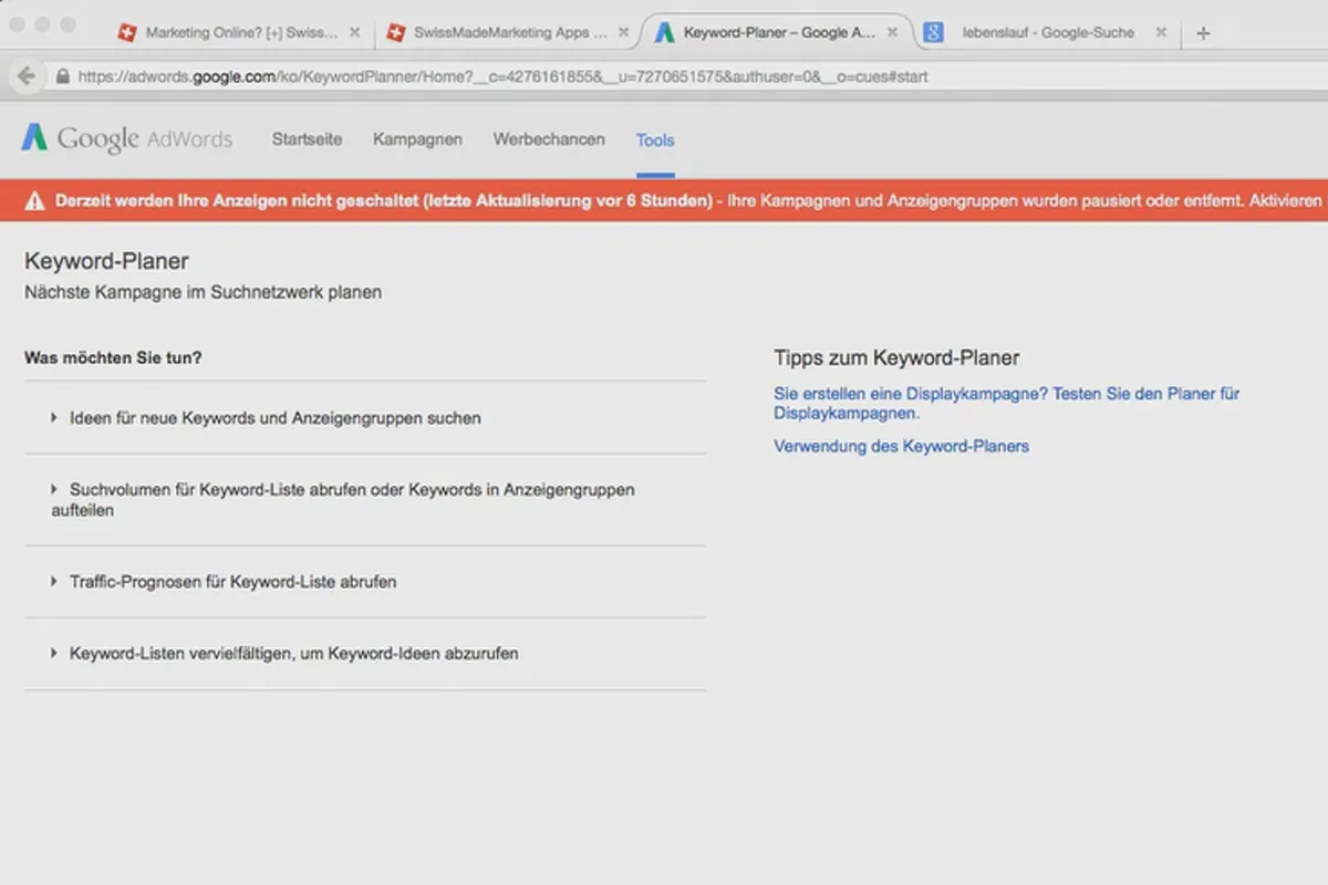 Mit der AdSense-Formel Geld verdienen – 4.2 Recherche mit dem AdWords-Keyword-Planer