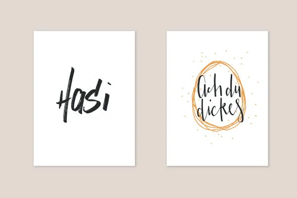 Frühlingsfrische Handlettering-Vorlagen für Ostern: 02 | "Hasi", "ach du dickes" Ei