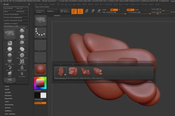 ZBrush pentru începători: 5.5 Inserții cu perii (Multi-Mesh)