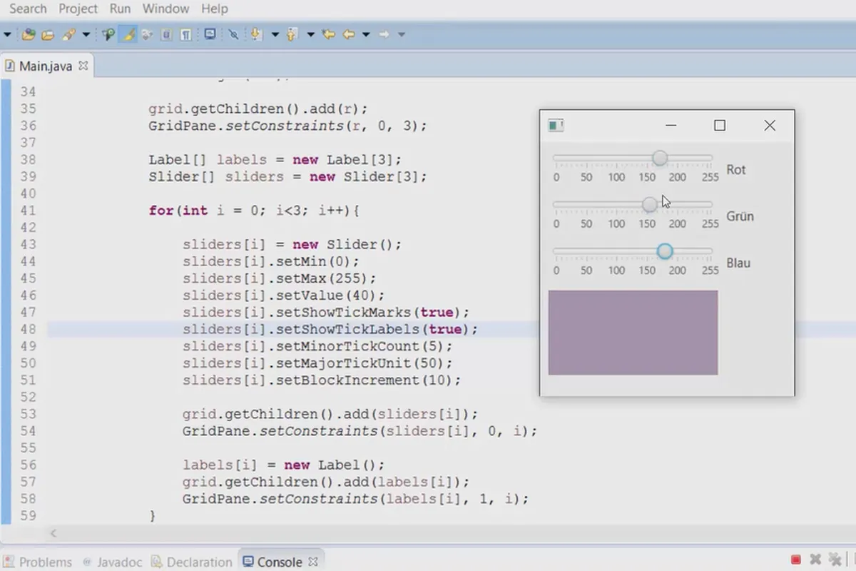 JavaFX für GUI-Entwicklung – 18 Slider