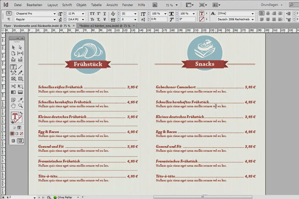 Professionelle Speisekarte in Adobe InDesign gestalten - Teil 4