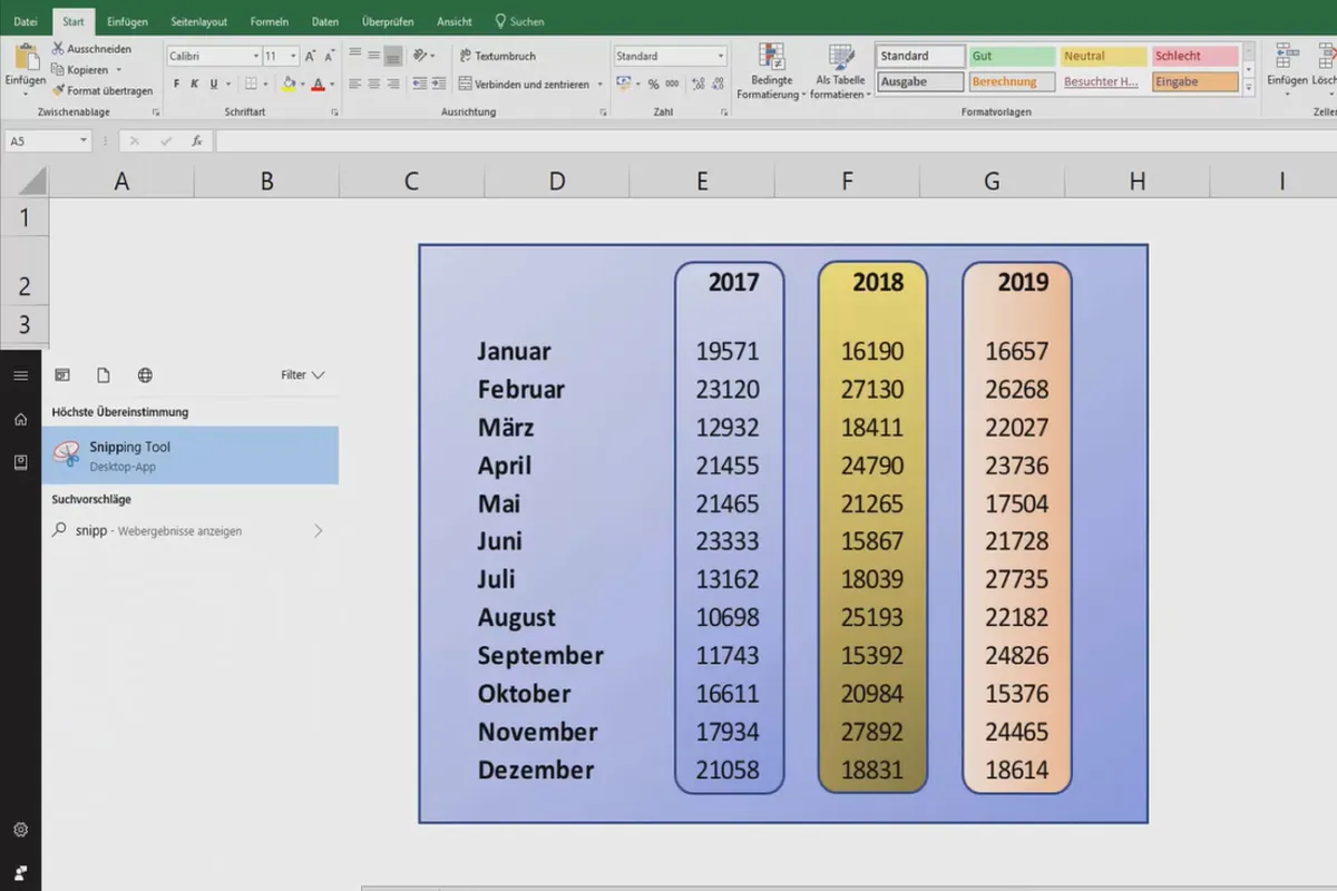 Excel-Tutorial: Pivot, Diagramme und Tabellen-Design zur anschaulichen Daten-Präsentation – 3.5 Excel-Tabellen optisch anpassen