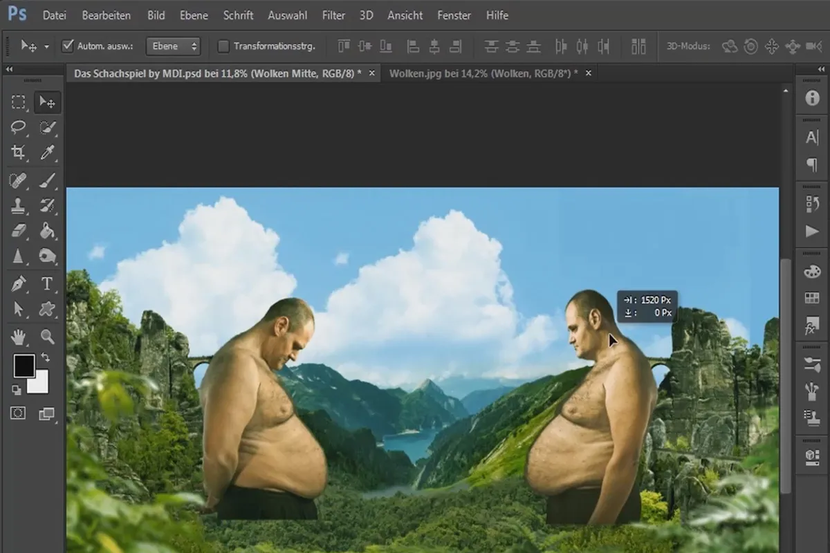 Photoshop-Composing - Șahul - Partea 08: Adăugarea altor elemente de fundal și crearea cerului