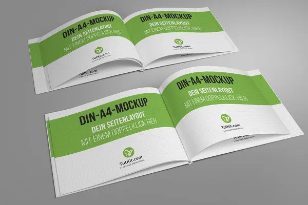 Mockup mit Hardcover-Buch im A4-Querformat – Version 9