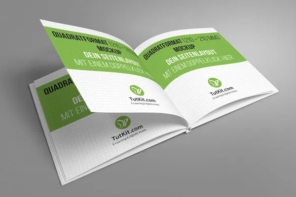 Mockup mit quadratischem Hardcover-Buch – Version 1