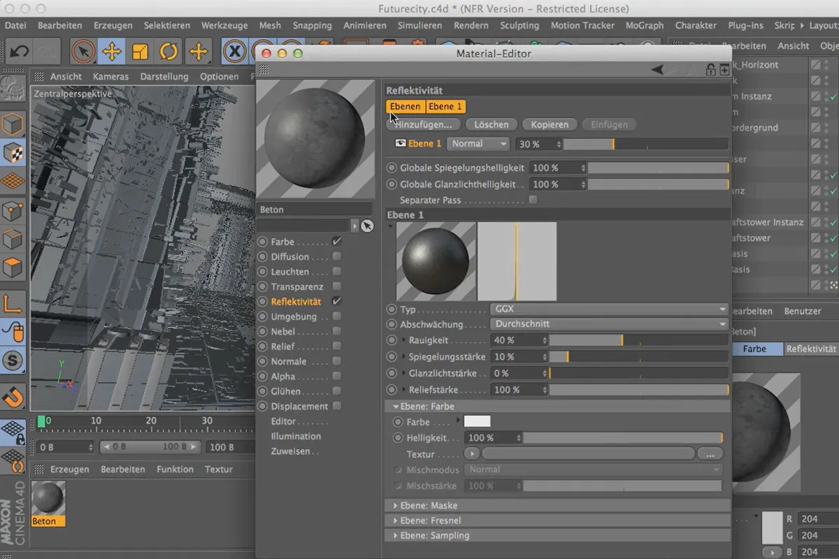 Cinema 4D meets Photoshop: I - 3.1. Material anlegen