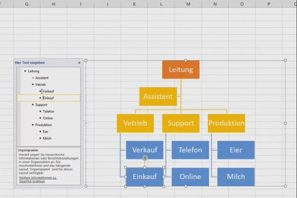 Training Excel pentru mai multă eficiență în birou: calendar, organigramă și altele - 4.3 Crearea organigramei cu SmartArt.