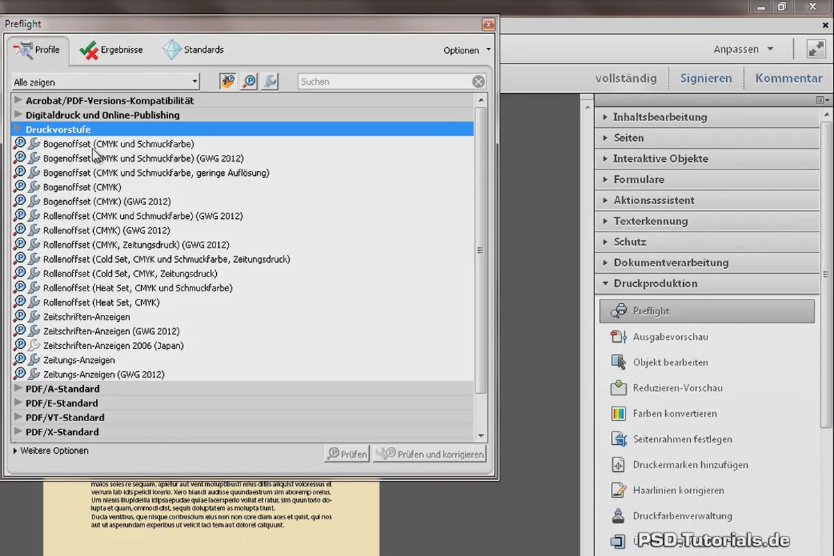 Preflight-Profile in Acrobat - Überblick