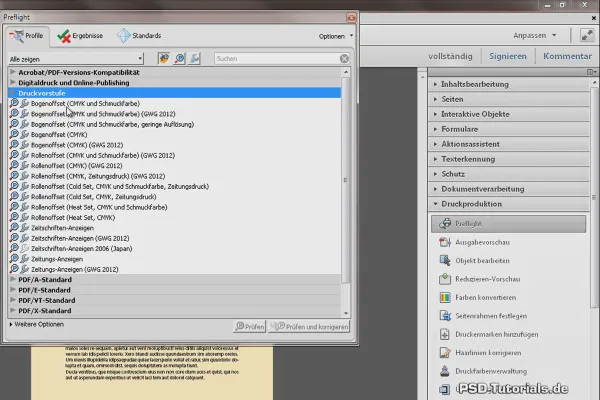 Preflight-Profile in Acrobat - Überblick