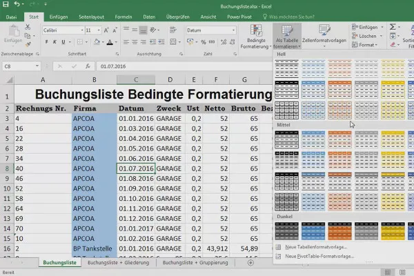 Principiile de bază ale Excel - Introducere pentru începători: formatați 27 de celule: colorați-le și evidențiați-le.